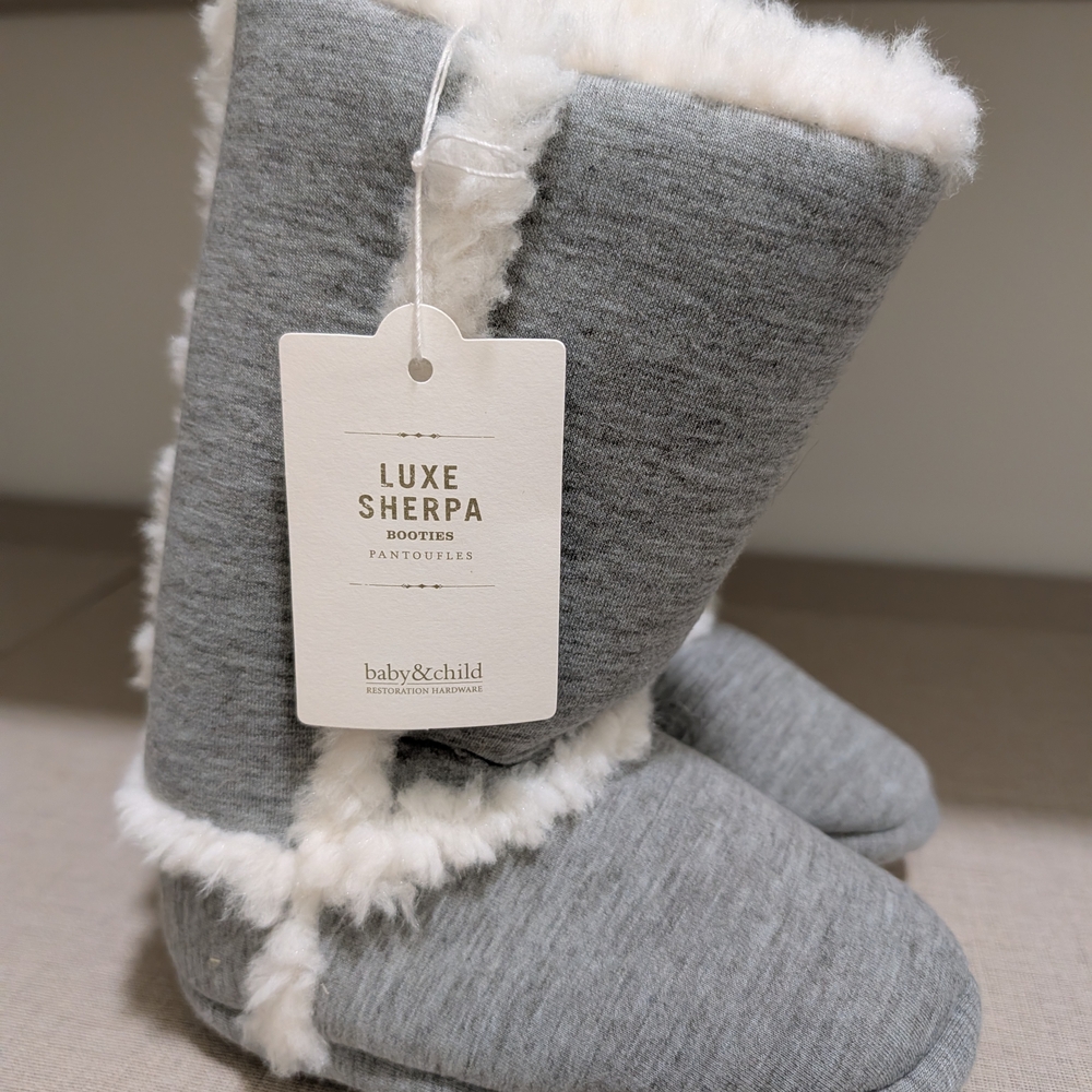 Restoration Hardware Gray Sherpa Booties
